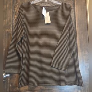 NWT Cut Loose Dark Brown & Light Brown Striped Long Sleeve Top Sz 1X